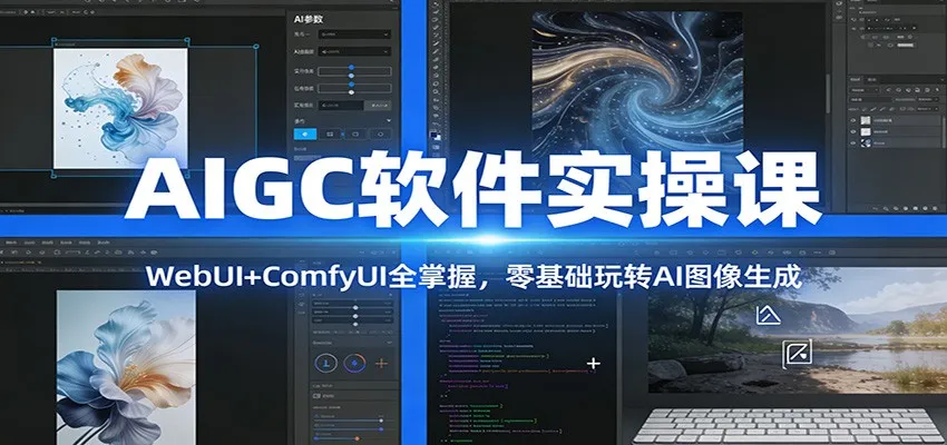 AIGC软件实操课：WebUI+ComfyUI全掌握，零基础玩转AI图像生成-趣酷猫资源网