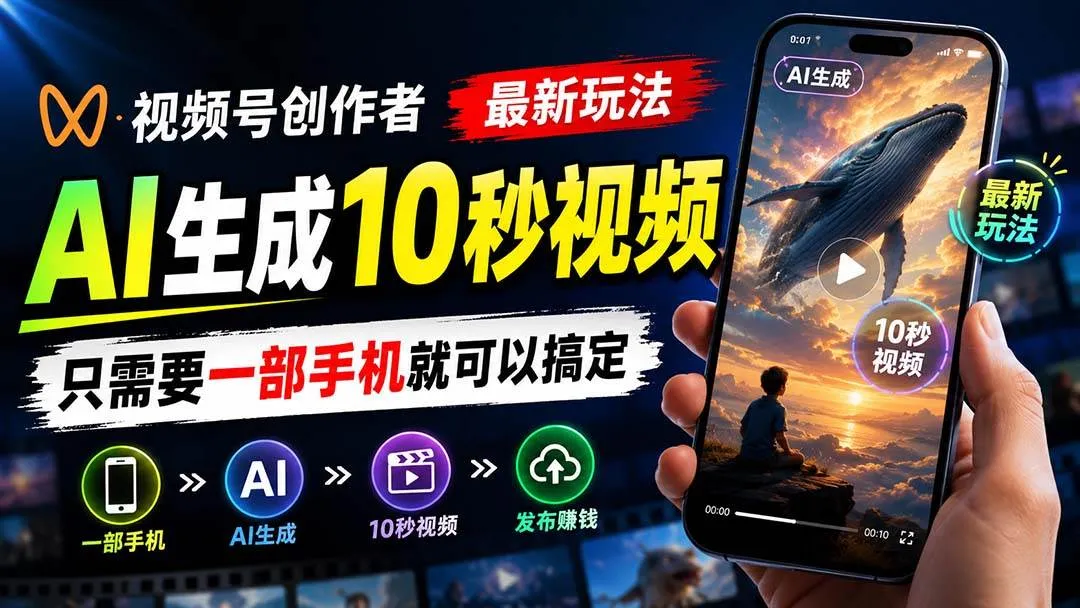 (20136期)视频号创作者最新玩法,AI生成10秒视频,只需要一部手机就可以搞定 (20136期)视频号创作者最新玩法,AI生成10秒视频,只需要一部手机就可以搞定