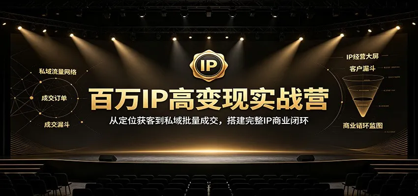 百万IP实战营：定位获客、私域批量成交，打造IP商业闭环全攻略 - 趣客盟