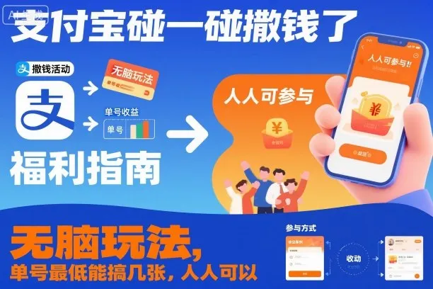 支付宝碰一碰撒钱了，无脑玩法，单号最低能搞几张，人人可以撸【揭秘】-趣酷猫资源网