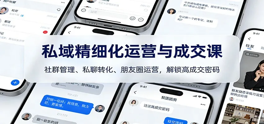私域精细化运营与成交课：社群管理、私聊转化、朋友圈运营，解锁高成交密码-趣酷猫资源网