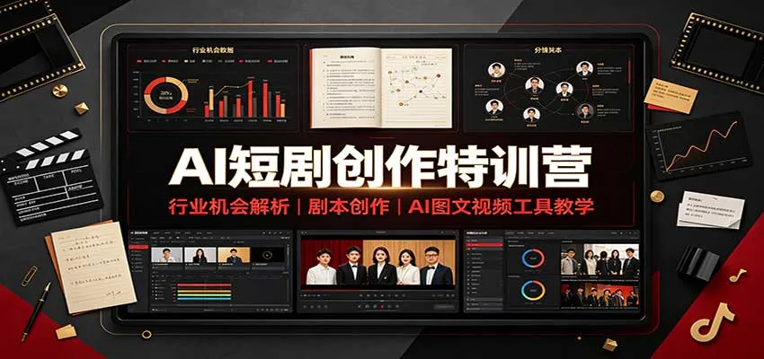 AI短剧创作特训营：揭秘行业机遇，剧本撰写技巧，AI图文视频工具实操教学指南 - 趣客盟