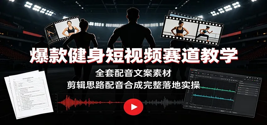 健身短视频爆款打造指南:全攻略配音文案+剪辑技巧+配音合成实操教程_趣客盟