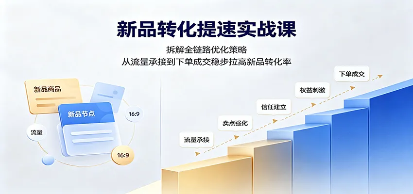【新品转化率飙升指南】全链路优化策略拆解：流量承接至下单成交，高效提升转化率实操课程 - 趣客盟
