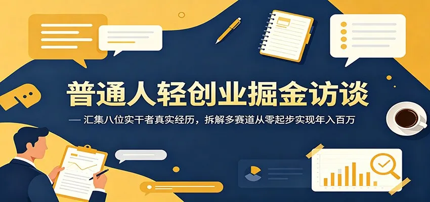 普通人轻创业掘金访谈：汇集八位实干者真实经历，拆解多赛道从零起步实现年入百万_趣客盟
