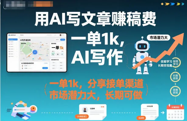 用AI写文章賺稿费，一单1k，分享接单渠道，市场潜力大，长期可做-趣酷猫资源网