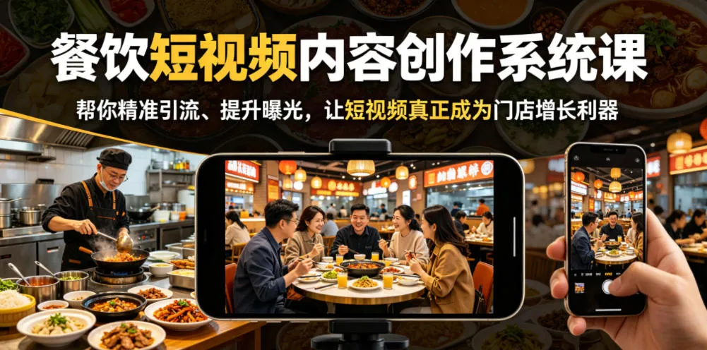 餐饮短视频内容创作系统课，帮你精准引流、提升曝光，让短视频真正成为门店增长利器_趣客盟