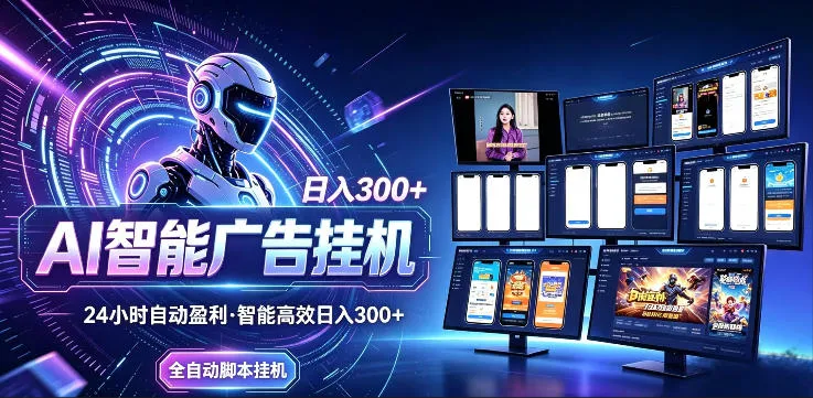 AI智能广告挂G项目,无需人工,单机稳定日入200+,可矩阵放大,24小时不间断刷广告賺收益【揭秘】_趣客盟
