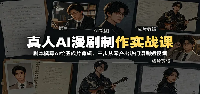 AI漫剧短视频制作全攻略:剧本脚本+AI绘图+剪辑技巧,自媒体高效变现指南!_趣客盟
