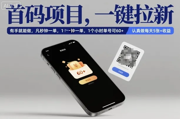 首码项目，一键拉新，有手就能做，几秒钟一单，1个小时单号可60+，认真做每天5张+收益【揭秘】-趣酷猫资源网