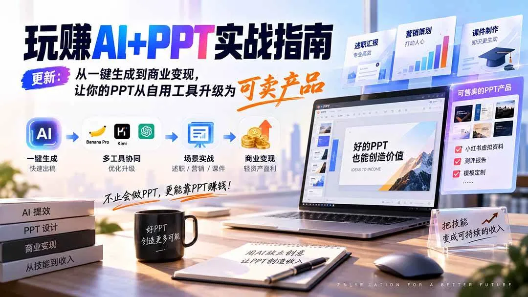 (20247期)玩赚AI+PPT实战指南-更新5月13:从一键生成到商业变现,让你的PPT从自用工具升级为可卖产品 (20247期)玩赚AI+PPT实战指南-更新5月13:从一键生成到商业变现,让你的PPT从自用工具升级为可卖产品