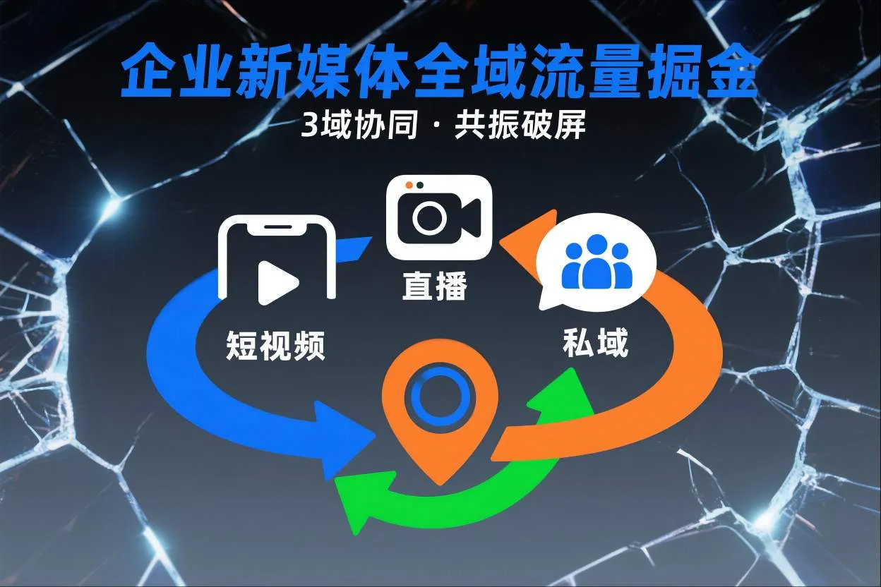 短视频全域商业模式，企业新媒体全域流量掘金，3域协同，共振破屏，短视频-直播-私域-地域-趣酷猫资源网