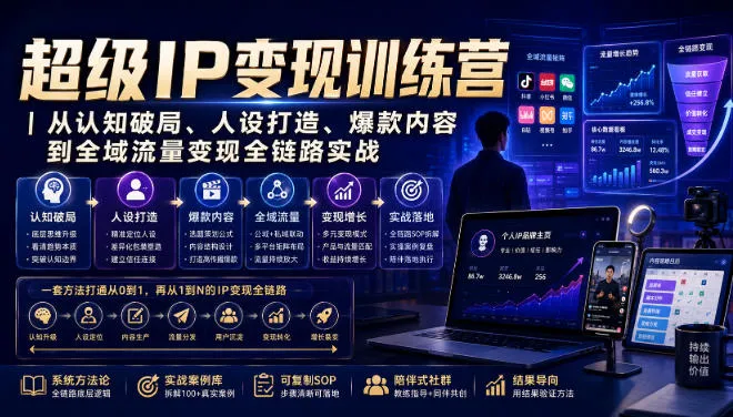 超级IP变现全攻略：认知破局+人设打造+爆款内容+全域流量变现实战训练营_趣客盟