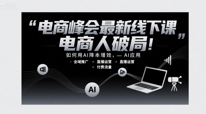电商峰会最新线下课，电商人破局，如何用AI降本增效，AI应用-全域推广-直播运营-付费流量-趣酷猫资源网