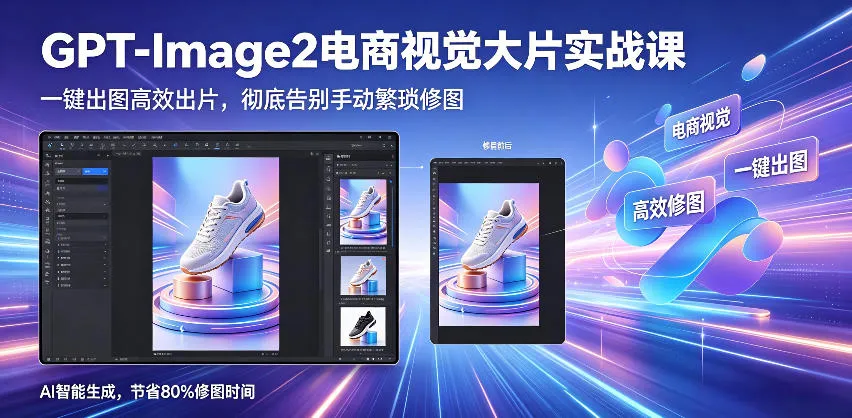 GPT-Image2电商视觉大片实战课，一键出图高效出片，彻底告别手动繁琐修图_趣客盟