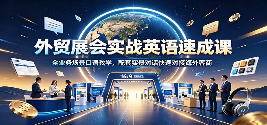 外贸展会英语口语速成：全场景实战教学，实景对话助力高效对接海外买家_趣客盟