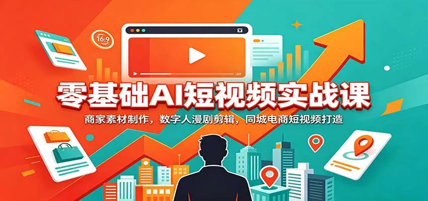 AI短视频制作实战课：新手商家必备，数字人漫剧剪辑教程，同城电商短视频打造攻略 - 趣客盟