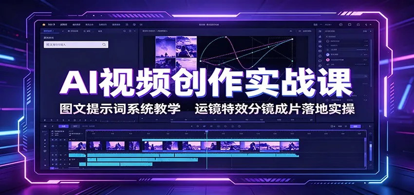 AI视频创作实战教程：图文提示词驱动，特效分镜与成片实操教学_趣客盟
