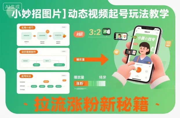 小妙招图片＋动态视频起号玩法教学，拉流涨粉新秘籍-趣酷猫资源网