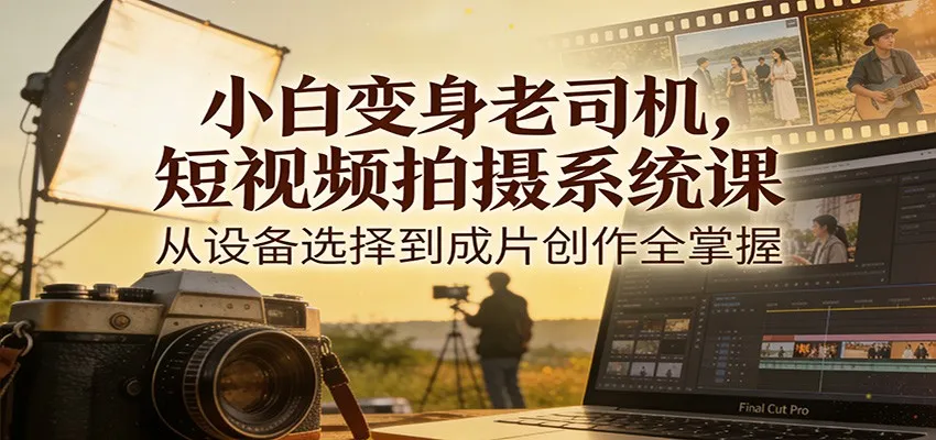 小白变身老司机，短视频拍摄系统课，从设备选择到成片创作全掌握-趣酷猫资源网