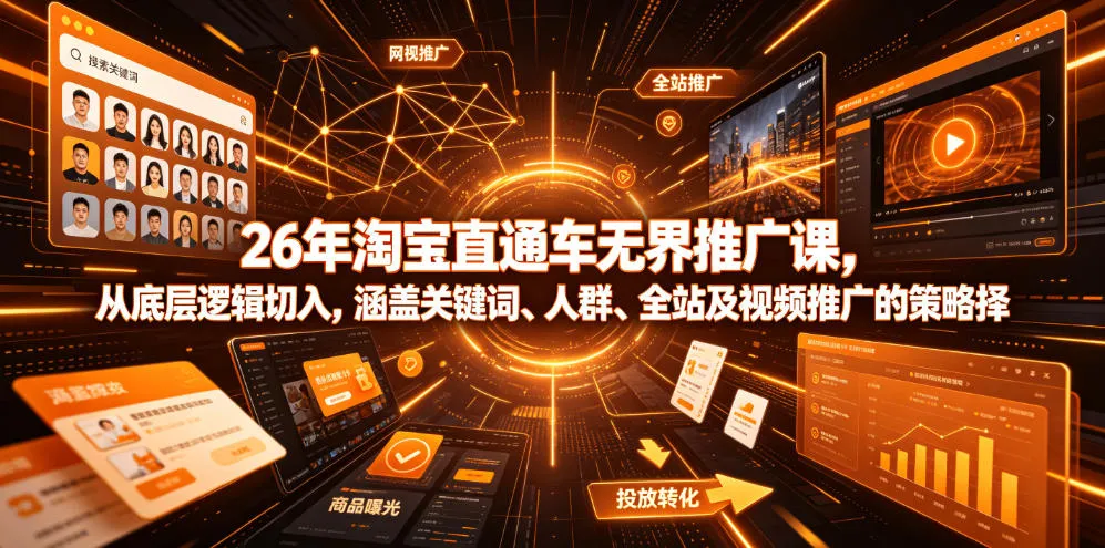 26年淘宝直通车无界推广秘籍:深度解析关键词、人群定位及全站/视频推广策略_趣客盟