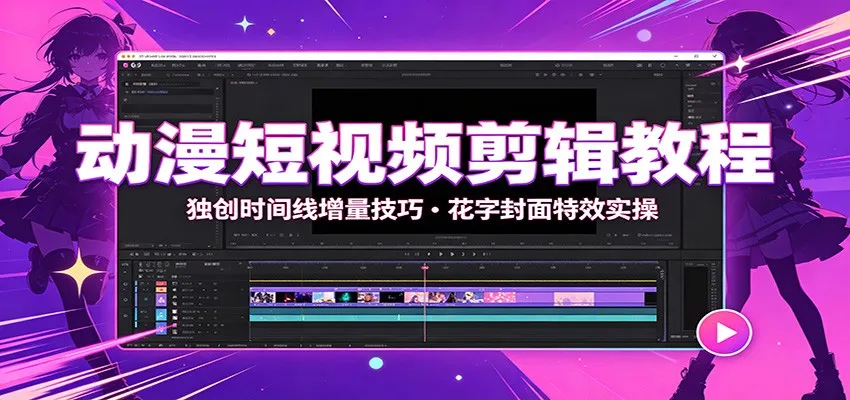 《动漫剪辑秘籍:独家时间线增量法+花字特效封面制作全攻略》_趣客盟