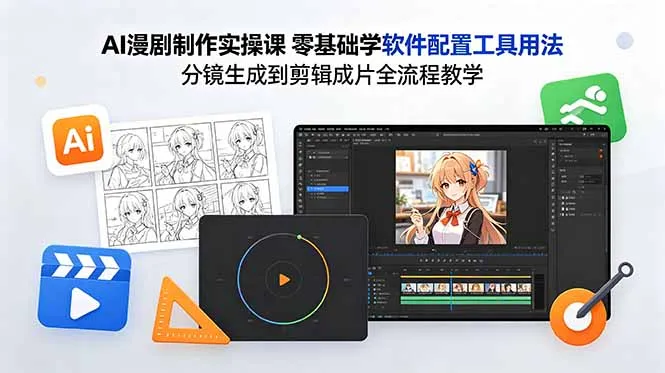 AI漫剧制作实操课 零基础学软件配置工具用法 分镜生成到剪辑成片全流程教学_趣客盟