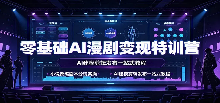 AI漫剧变现特训营：零基础小说剧本分镜实战，AI建模剪辑发布全流程教程包教包会_趣客盟
