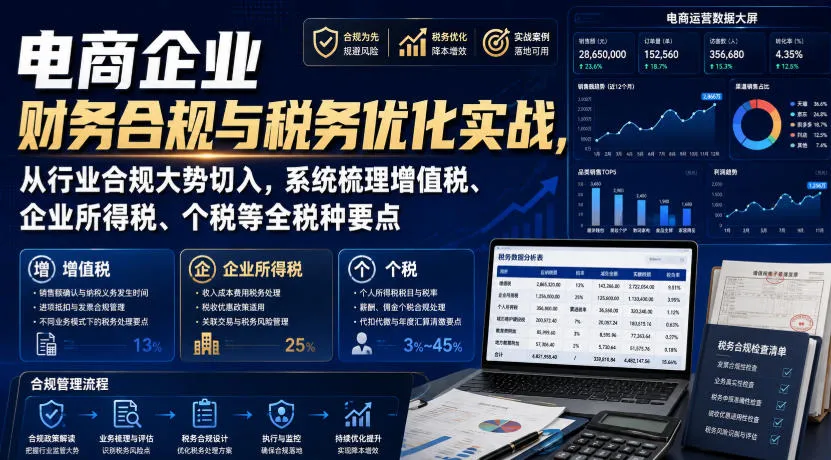 电商企业全税种合规与税务优化实战指南：洞察行业趋势，深度解析增值税、企业所得税、个税要点 - 趣客盟
