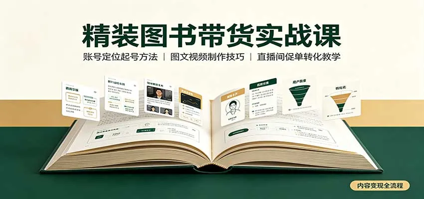 精装图书带货攻略：账号精准定位与起号技巧，图文/视频制作指南，高效促单转化秘诀 - 趣客盟