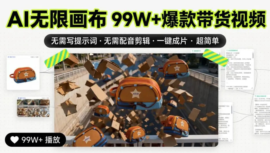 AI智能生成99W+爆款带货视频，零基础一键成片·自动配音剪辑·无需提示词·超高效带货神器 - 趣客盟