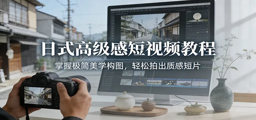 日式高级感短视频教程：掌握极简美学构图，轻松拍出质感短片-趣酷猫资源网