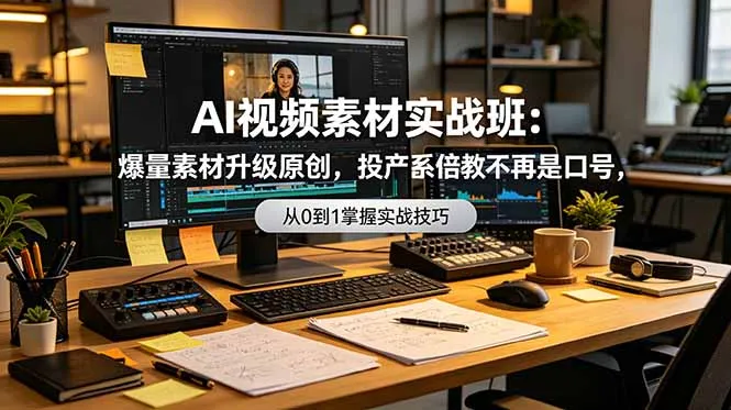 AI视频素材实战训练营:海量素材升级原创力,翻倍投产不再是梦,0-1系统教学实战实操_趣客盟