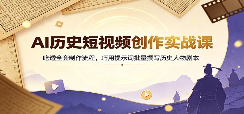 AI历史短视频制作攻略课：掌握全流程，高效提示词打造历史人物剧本_趣客盟