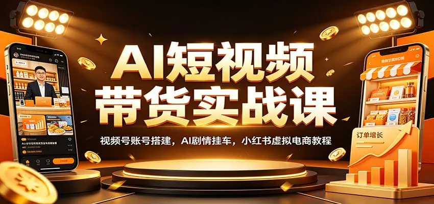 AI短视频带货实战攻略：视频号运营+AI剧情带货+小红书虚拟电商秘籍教程 - 趣客盟