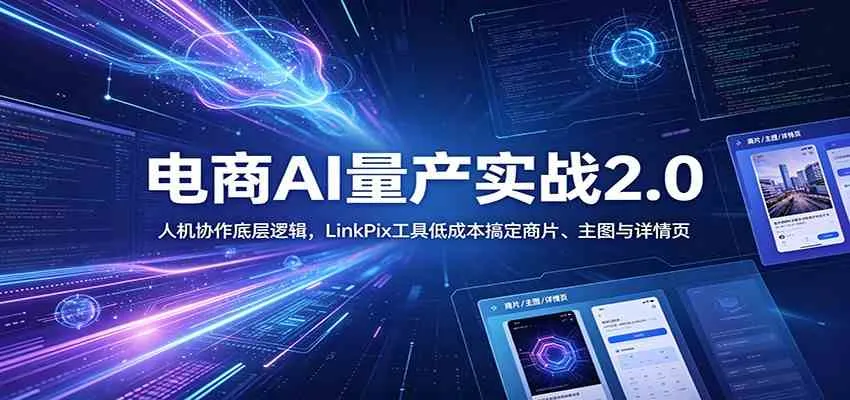 电商人AI量产实战2.0:人机协作底层逻辑,LinkPix工具低成本搞定商片、主图与详情页_趣客盟