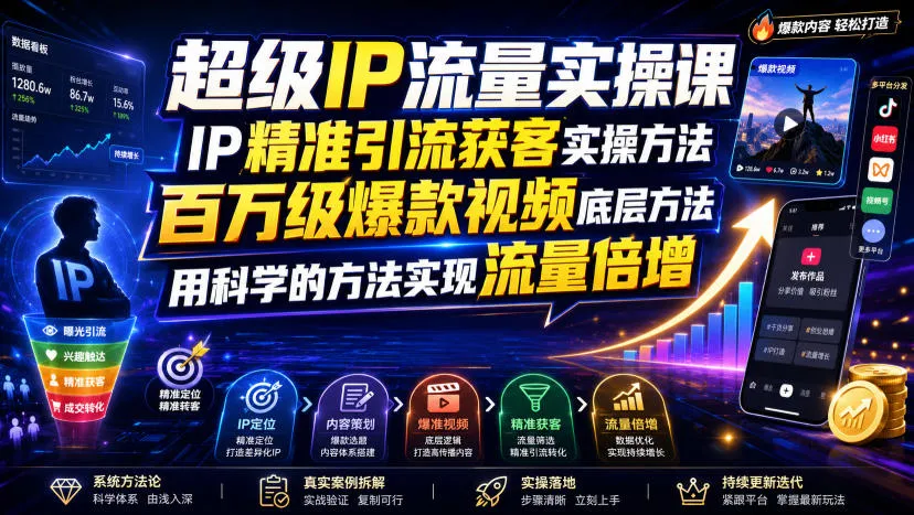 超级IP流量秘籍：精准引流与百万级爆款打造，揭秘流量倍增底层科学法则_趣客盟