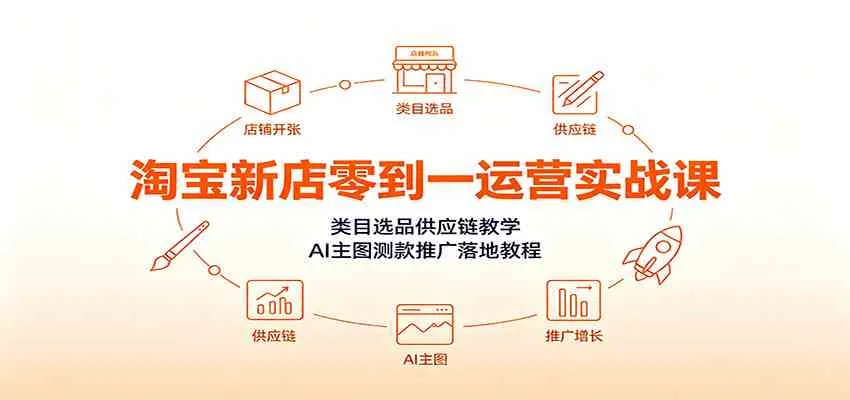 淘宝新店运营实战：从零到一，类目选品+供应链+AI测款+推广落地技巧全解析_趣客盟