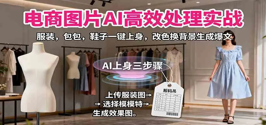 电商图片AI高效处理实战，服装，包包，鞋子一键上身，改色换背景生成爆文-趣酷猫资源网
