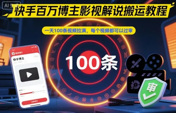 快手百万博主影视解说搬运教程,一天100条视频拉满,每个视频都可以过审 快手百万博主影视解说搬运教程,一天100条视频拉满,每个视频都可以过审