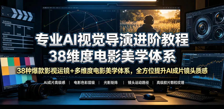 AI视觉导演进阶攻略：38招爆款影视运镜+电影美学全解析，打造高级感镜头质感，AI影视制作必备技巧_趣客盟