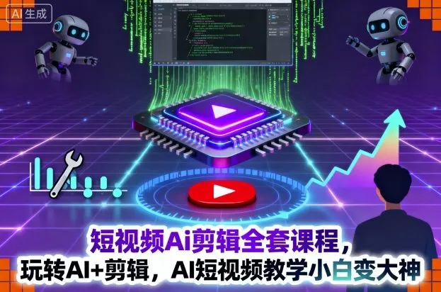 短视频Ai剪辑全套课程，玩转AI+剪辑，AI短视频教学小白变大神-趣酷猫资源网