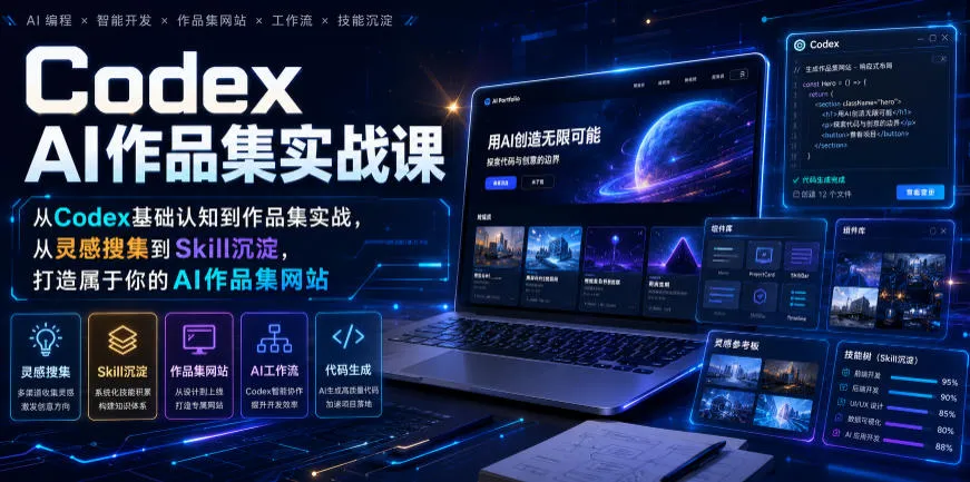 AI作品集实战教程：从Codex入门到实战，灵感搜集与技能沉淀，构建个性化AI作品集网站攻略_趣客盟