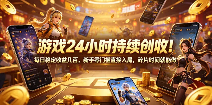 游戏24小时持续创收！每日稳定收益几百，新手零门槛直接入局，碎片时间就能做【揭秘】_趣客盟