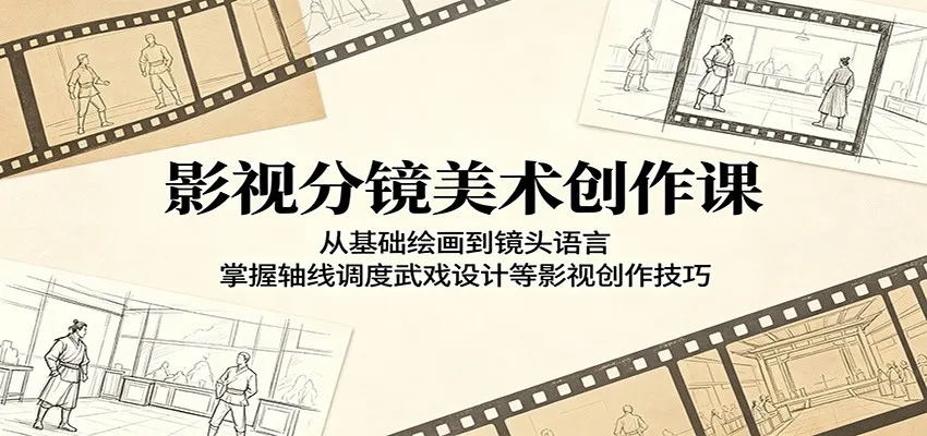 影视分镜美术创作课：从基础绘画到镜头语言，掌握轴线调度武戏设计等影视创作技巧_趣客盟