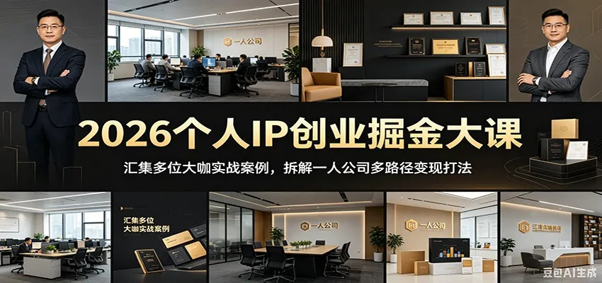 2026个人IP创业掘金大课：汇集多位大咖实战案例，拆解一人公司多路径变现打法_趣客盟
