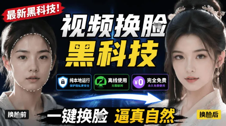 AI人工智能如此夸张?一键视频换Lian黑科技,纯本地离线运行,本地视频换Lian娱乐工具,AI FaceSwap_趣客盟