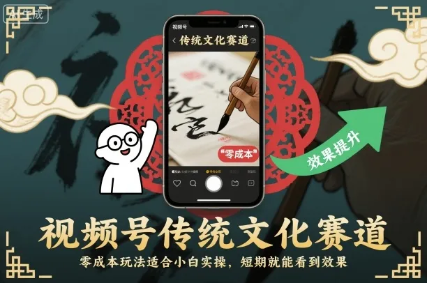 视频号传统文化赛道，零成本玩法适合小白实操，短期就能看到效果-趣酷猫资源网