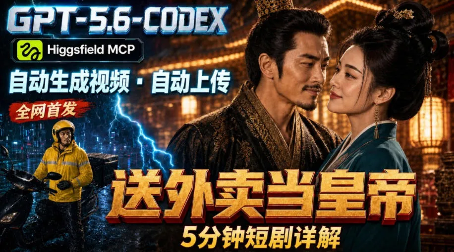 “一键生成5分钟短剧并自动上传YouTube，GPT-5.6 Codex+Higgsfield MCP智能创作新体验”_趣客盟
