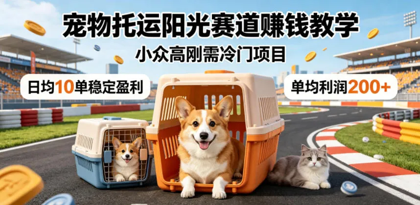 宠物托运阳光赛道賺钱教学，小众高刚需冷门项目，日均10单稳定盈利，单均利润200+_趣客盟